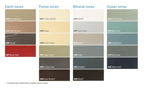 marley cedral cladding colour chart.